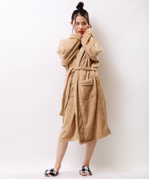 FUNALIVE（ファンアライブ）の「ORIGINLIFE マイクロファイバー バスローブ（ガウン/バスローブ・レディース・ネイビー/ブラウン/ピンク/グリーン/ラベンダー/グレー/ブラック/クリーム/ダークグリーン/ブルー/桜・FREE）」の14枚目の写真