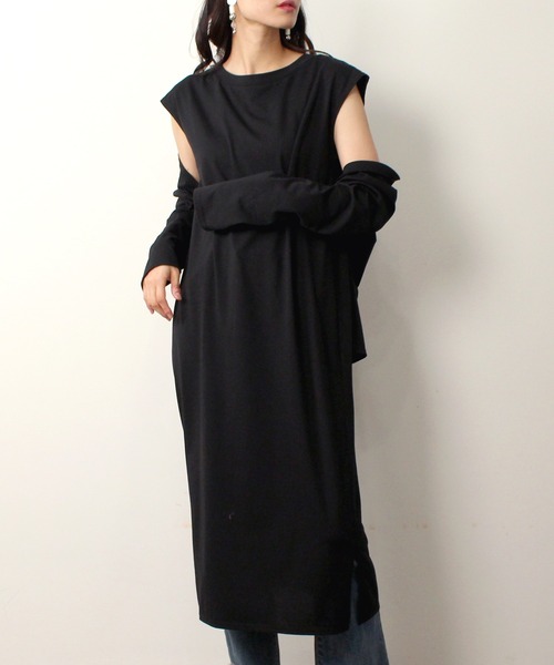 LOUISE ODIER(ルイーズオディール)の「鹿の子2wayワンピース(ワンピース・レディース・ブラック/ベージュ/カーキ/オレンジ・MEDIUM)」の1枚目の写真