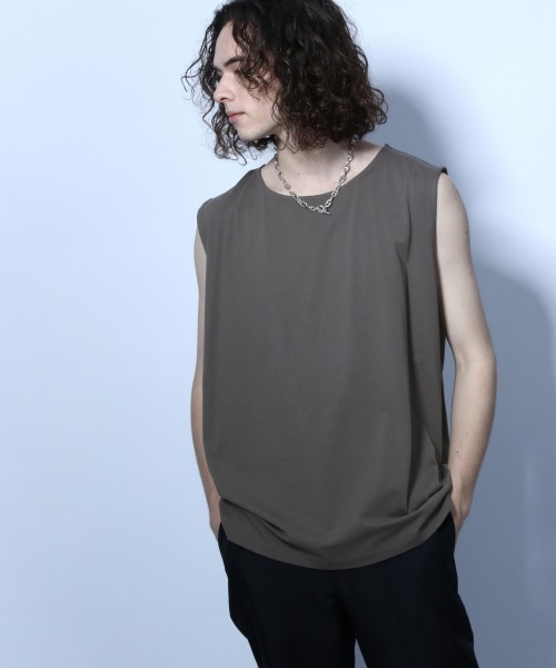 HARE(ハレ)の「ユルノースリーブカットソー(HARE)(タンクトップ・メンズ・ライトグレー/チャコールグレー/ブラック・FREE)」の8枚目の写真