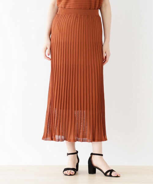 DRESKIP（ドレスキップ）の「◆シアーニットスカート（スカート・レディース・ダークオレンジ/ネイビー/サンドベージュ・04/02/03）」の4枚目の写真