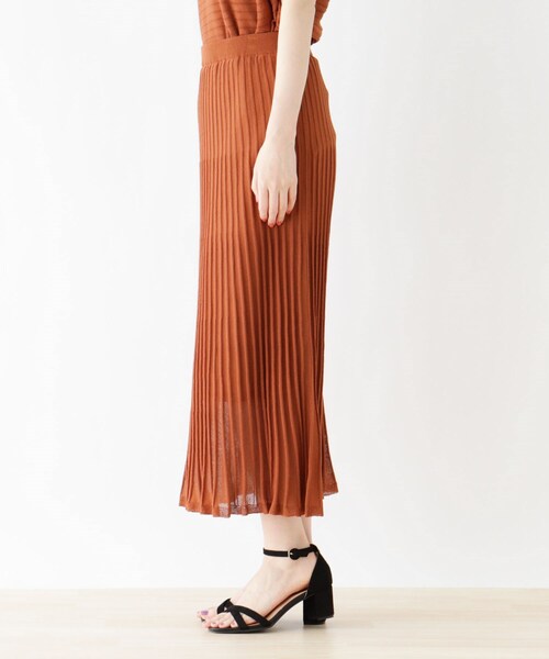 DRESKIP（ドレスキップ）の「◆シアーニットスカート（スカート・レディース・ダークオレンジ/ネイビー/サンドベージュ・04/02/03）」の5枚目の写真