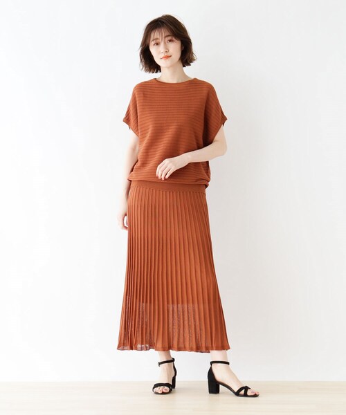 DRESKIP（ドレスキップ）の「◆シアーニットスカート（スカート・レディース・ダークオレンジ/ネイビー/サンドベージュ・04/02/03）」の10枚目の写真