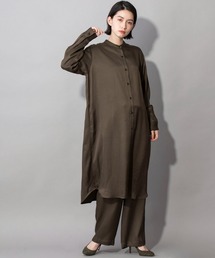 Munich（ミューニック）の「ハウンドトゥースチェック　ロングシャツワンピース(セットアップ可)（ワンピース）」