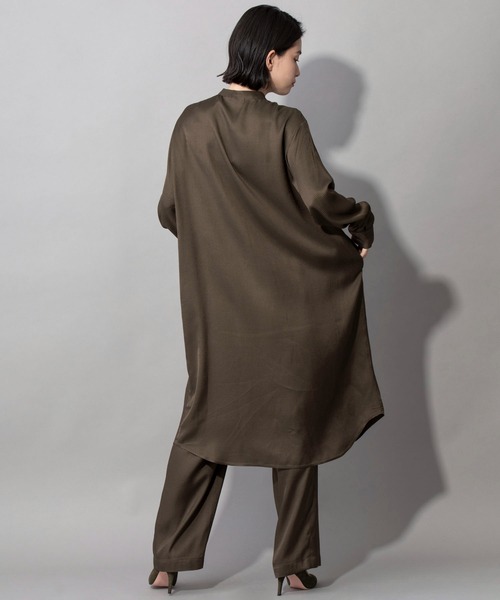 Munich(ミューニック)の「ハウンドトゥースチェック ロングシャツワンピース(セットアップ可)(ワンピース・レディース・ホワイト/ブラウン/カーキ・FREE)」の10枚目の写真