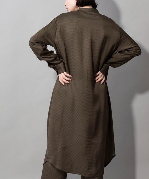 Munich(ミューニック)の「ハウンドトゥースチェック ロングシャツワンピース(セットアップ可)(ワンピース・レディース・ホワイト/ブラウン/カーキ・FREE)」の13枚目の写真