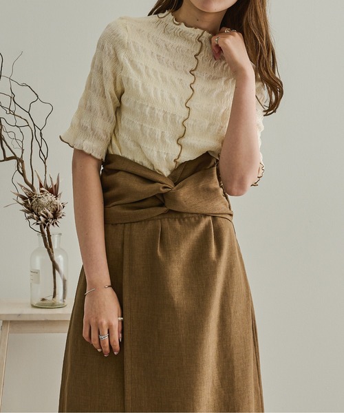 Ambre Neige（アンブルネージュ）の「シアークリンクルブラウス／【WEB/EC限定商品】（シャツ/ブラウス・レディース・ホワイト/アイボリー/モカ・FREE）」の2枚目の写真