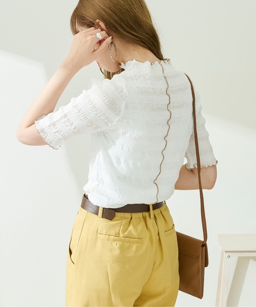 Ambre Neige（アンブルネージュ）の「シアークリンクルブラウス／【WEB/EC限定商品】（シャツ/ブラウス・レディース・ホワイト/アイボリー/モカ・FREE）」の6枚目の写真