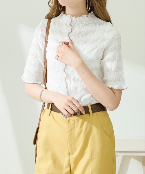 Ambre Neige（アンブルネージュ）の「シアークリンクルブラウス／【WEB/EC限定商品】（シャツ/ブラウス・レディース・ホワイト/アイボリー/モカ・FREE）」の10枚目の写真