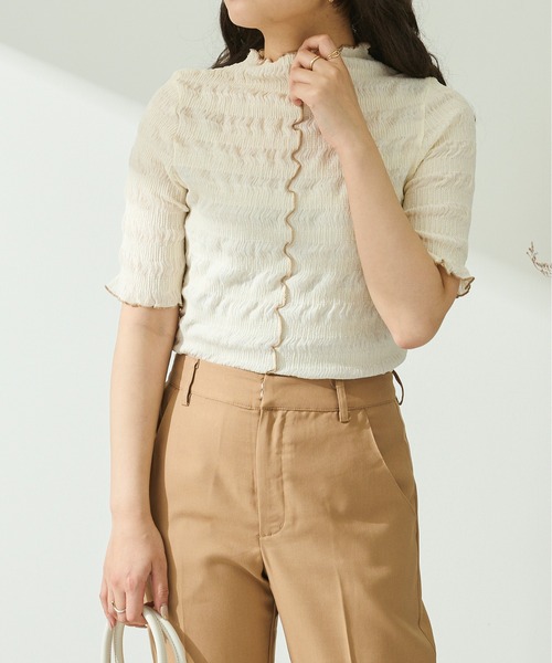 Ambre Neige（アンブルネージュ）の「シアークリンクルブラウス／【WEB/EC限定商品】（シャツ/ブラウス・レディース・ホワイト/アイボリー/モカ・FREE）」の11枚目の写真