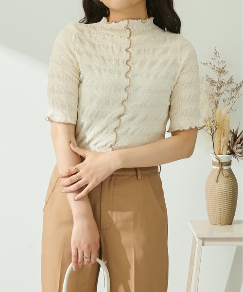 Ambre Neige（アンブルネージュ）の「シアークリンクルブラウス／【WEB/EC限定商品】（シャツ/ブラウス・レディース・ホワイト/アイボリー/モカ・FREE）」の4枚目の写真