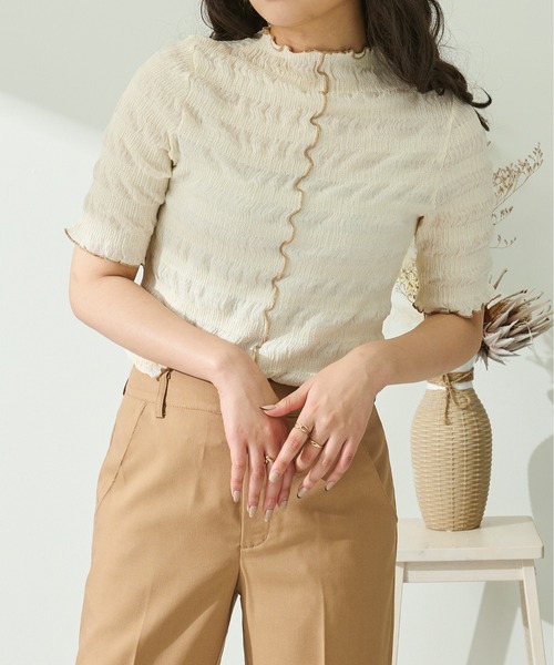 Ambre Neige（アンブルネージュ）の「シアークリンクルブラウス／【WEB/EC限定商品】（シャツ/ブラウス・レディース・ホワイト/アイボリー/モカ・FREE）」の13枚目の写真