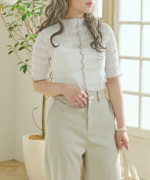 Ambre Neige（アンブルネージュ）の「シアークリンクルブラウス／【WEB/EC限定商品】（シャツ/ブラウス・レディース・ホワイト/アイボリー/モカ・FREE）」の16枚目の写真