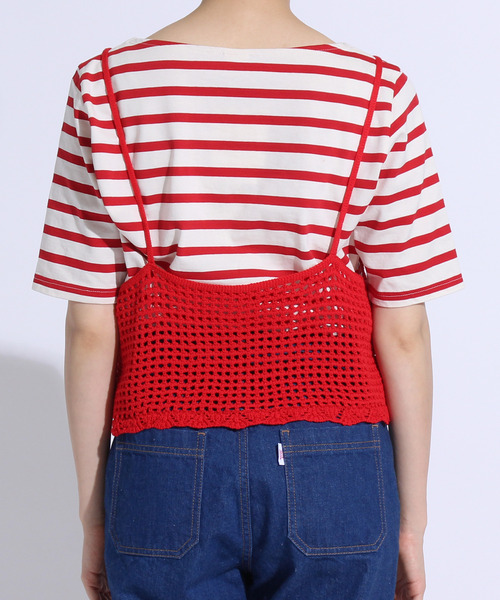 CHILD WOMAN（チャイルドウーマン）の「綿リリヤンかぎ針風ネットキャミソール（キャミソール・レディース・ネイビー/ブラック/レッド/ブラウン/ピンク・FREE）」の22枚目の写真