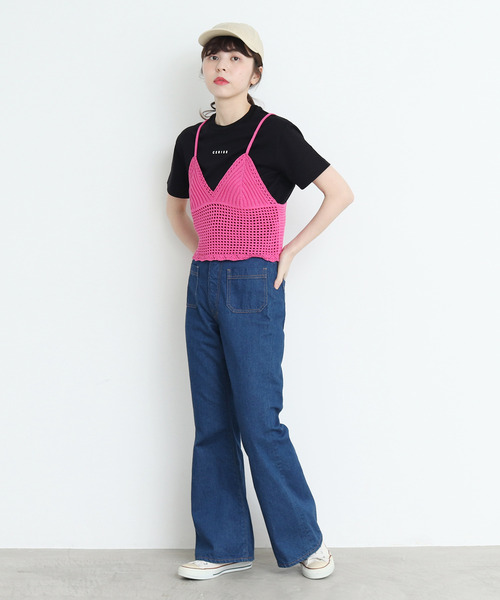 CHILD WOMAN（チャイルドウーマン）の「綿リリヤンかぎ針風ネットキャミソール（キャミソール・レディース・ネイビー/ブラック/レッド/ブラウン/ピンク・FREE）」の11枚目の写真