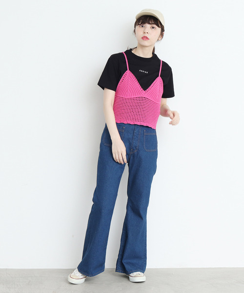 CHILD WOMAN（チャイルドウーマン）の「綿リリヤンかぎ針風ネットキャミソール（キャミソール・レディース・ネイビー/ブラック/レッド/ブラウン/ピンク・FREE）」の13枚目の写真