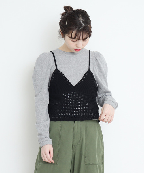 CHILD WOMAN（チャイルドウーマン）の「綿リリヤンかぎ針風ネットキャミソール（キャミソール・レディース・ネイビー/ブラック/レッド/ブラウン/ピンク・FREE）」の14枚目の写真