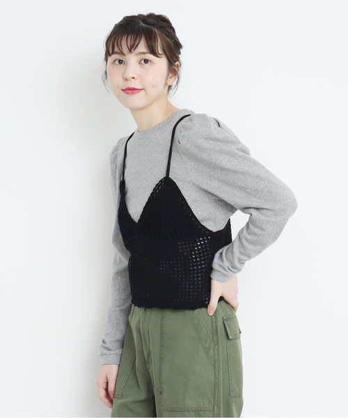 CHILD WOMAN（チャイルドウーマン）の「綿リリヤンかぎ針風ネットキャミソール（キャミソール・レディース・ネイビー/ブラック/レッド/ブラウン/ピンク・FREE）」の15枚目の写真