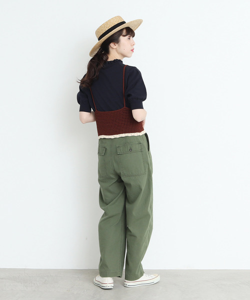 CHILD WOMAN（チャイルドウーマン）の「綿リリヤンかぎ針風ネットキャミソール（キャミソール・レディース・ネイビー/ブラック/レッド/ブラウン/ピンク・FREE）」の6枚目の写真