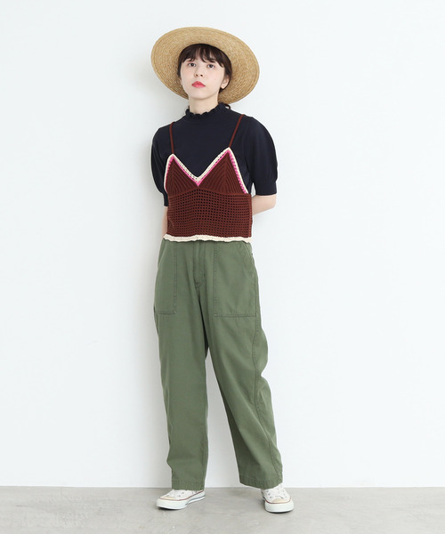 CHILD WOMAN（チャイルドウーマン）の「綿リリヤンかぎ針風ネットキャミソール（キャミソール・レディース・ネイビー/ブラック/レッド/ブラウン/ピンク・FREE）」の7枚目の写真