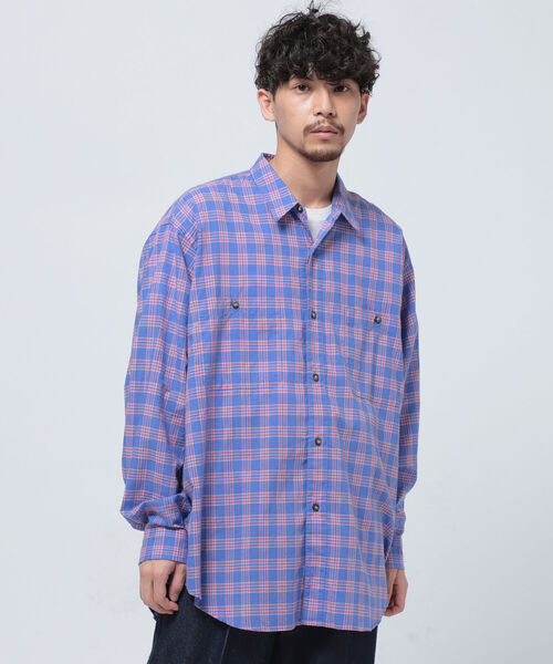 BEAMS（ビームス）の「BEAMS / ブライトチェック イージー シャツ（シャツ/ブラウス・メンズ・ブルー/グリーン・SMALL/MEDIUM/LARGE/X-LARGE）」の4枚目の写真