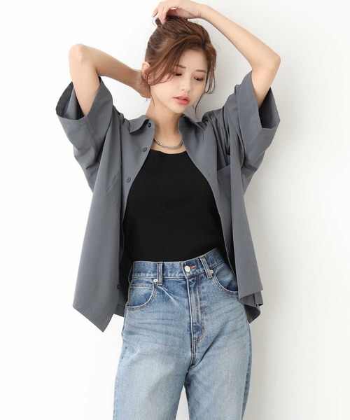 JUNRED(ジュンレッド)の「tai×JUNRed ドレープストレッチビッグシャツ(シャツ/ブラウス・メンズ・ライトグレー/ベージュ/ブルーグレー/ブラック/ダークパープル・FREE/M/L/S)」の15枚目の写真