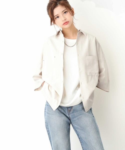 JUNRED(ジュンレッド)の「tai×JUNRed ドレープストレッチビッグシャツ(シャツ/ブラウス・メンズ・ライトグレー/ベージュ/ブルーグレー/ブラック/ダークパープル・FREE/M/L/S)」の6枚目の写真