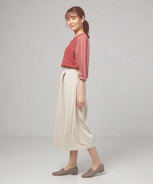 closet story（クローゼットストーリー）の「＜closet story（クローゼットストーリー）＞ ウエストギャザー ベルト スカーチョ -ウォッシャブル-（その他パンツ・レディース・ワインレッド/ナチュラル・FREE）」の3枚目の写真