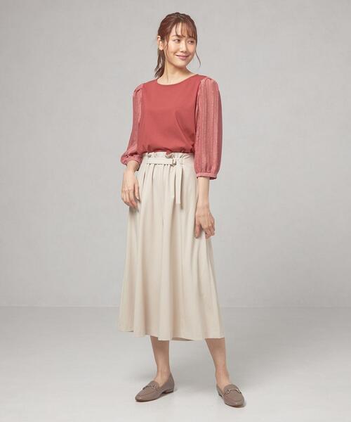 closet story（クローゼットストーリー）の「＜closet story（クローゼットストーリー）＞ ウエストギャザー ベルト スカーチョ -ウォッシャブル-（その他パンツ・レディース・ワインレッド/ナチュラル・FREE）」の6枚目の写真