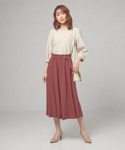 closet story（クローゼットストーリー）の「＜closet story（クローゼットストーリー）＞ ウエストギャザー ベルト スカーチョ -ウォッシャブル-（その他パンツ・レディース・ワインレッド/ナチュラル・FREE）」の10枚目の写真