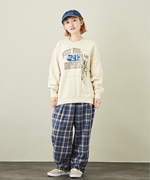 CUBE SUGAR(キューブシュガー)の「ウールフィール チェック タックパンツ(その他パンツ・レディース・ブラック/ブラウン/ブルー/グリーン・M)」の6枚目の写真