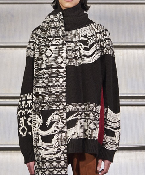 YUKI HASHIMOTO（ユウキハシモト）の「YUKI HASHIMOTO INSIDEOUT WAREHOUSE PATTERN JUMPER (212-01-0502)（ニット/セーター・メンズ・ブラック/ブラウン・44/46）」の2枚目の写真