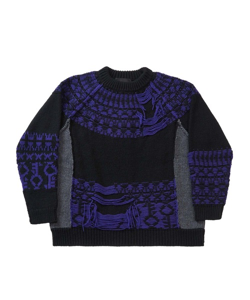 YUKI HASHIMOTO（ユウキハシモト）の「YUKI HASHIMOTO INSIDEOUT WAREHOUSE PATTERN JUMPER (212-01-0502)（ニット/セーター・メンズ・ブラック/ブラウン・44/46）」の6枚目の写真