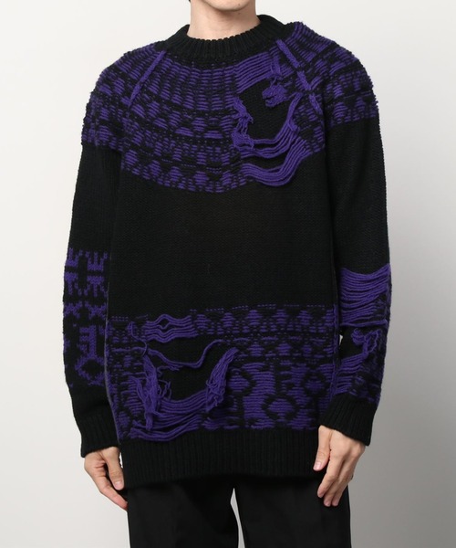 YUKI HASHIMOTO（ユウキハシモト）の「YUKI HASHIMOTO INSIDEOUT WAREHOUSE PATTERN JUMPER (212-01-0502)（ニット/セーター・メンズ・ブラック/ブラウン・44/46）」の8枚目の写真