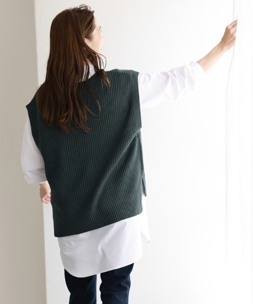 SEU ベスト ジレ メッシュ透かし編みサマーニットベスト サマー