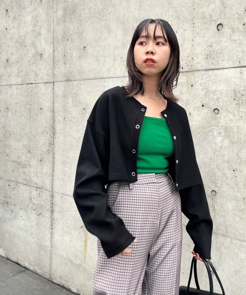 WHO'S WHO gallery(フーズフーギャラリー)の「21AWリングドットコンパクトカーデ(カーディガン/ボレロ・レディース・ブラック/ブラウン/グリーン/ボルドー・FREE)」の5枚目の写真