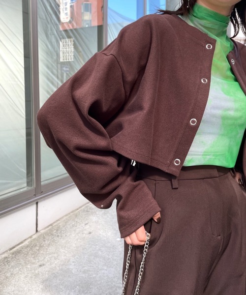 WHO'S WHO gallery(フーズフーギャラリー)の「21AWリングドットコンパクトカーデ(カーディガン/ボレロ・レディース・ブラック/ブラウン/グリーン/ボルドー・FREE)」の13枚目の写真