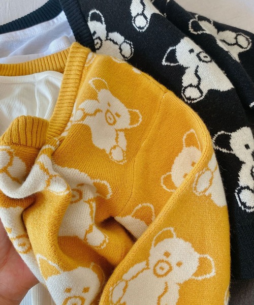 aimoha（アイモハ）の「【aimoha-KIDS-】子供服 かわいいクマ総柄カーディガン（カーディガン/ボレロ・キッズ・イエロー/ブラック・90/110/100/120/130/140/80）」の12枚目の写真