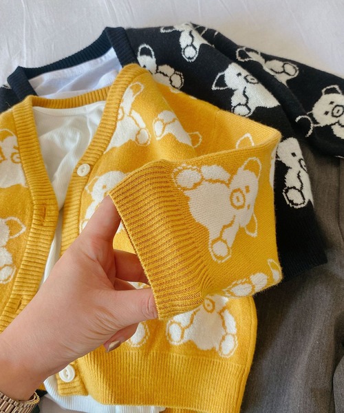 aimoha（アイモハ）の「【aimoha-KIDS-】子供服 かわいいクマ総柄カーディガン（カーディガン/ボレロ・キッズ・イエロー/ブラック・90/110/100/120/130/140/80）」の22枚目の写真