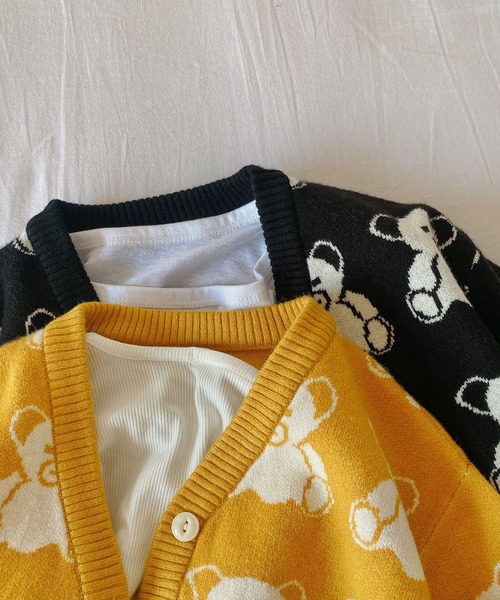 aimoha（アイモハ）の「【aimoha-KIDS-】子供服 かわいいクマ総柄カーディガン（カーディガン/ボレロ・キッズ・イエロー/ブラック・90/110/100/120/130/140/80）」の17枚目の写真