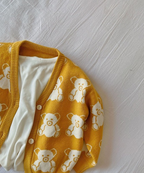 aimoha（アイモハ）の「【aimoha-KIDS-】子供服 かわいいクマ総柄カーディガン（カーディガン/ボレロ・キッズ・イエロー/ブラック・90/110/100/120/130/140/80）」の10枚目の写真