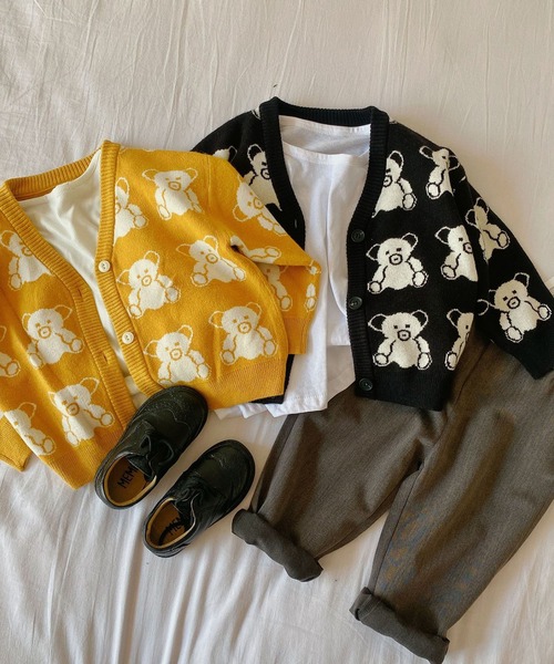 aimoha（アイモハ）の「【aimoha-KIDS-】子供服 かわいいクマ総柄カーディガン（カーディガン/ボレロ・キッズ・イエロー/ブラック・90/110/100/120/130/140/80）」の20枚目の写真
