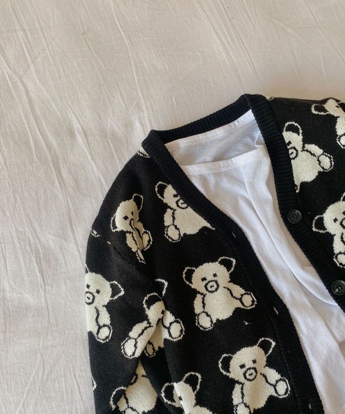 aimoha（アイモハ）の「【aimoha-KIDS-】子供服 かわいいクマ総柄カーディガン（カーディガン/ボレロ・キッズ・イエロー/ブラック・90/110/100/120/130/140/80）」の16枚目の写真