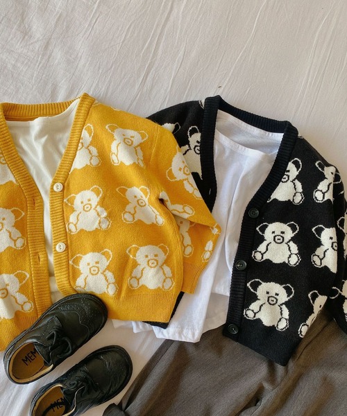 aimoha（アイモハ）の「【aimoha-KIDS-】子供服 かわいいクマ総柄カーディガン（カーディガン/ボレロ・キッズ・イエロー/ブラック・90/110/100/120/130/140/80）」の18枚目の写真