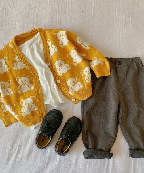 aimoha（アイモハ）の「【aimoha-KIDS-】子供服 かわいいクマ総柄カーディガン（カーディガン/ボレロ・キッズ・イエロー/ブラック・90/110/100/120/130/140/80）」の14枚目の写真