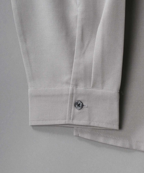 SITRY（シトリー）の「別注 Polyester tropical Fly front Over shirt/トロミ 比翼仕立て オーバーシャツ（シャツ/ブラウス・メンズ・ライトグレー/ブラック/ライトブラウン/ブルー/パープル/グレイッシュベージュ/オフホワイト/グレー系その他/ホワイト系その他/ブラック系その他・M/L/LL）」の13枚目の写真
