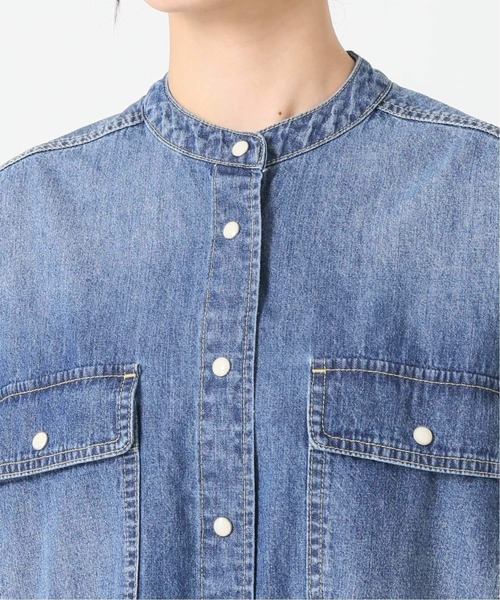 SLOBE IENA(スローブイエナ)の「LE DENIM スタンドシャツ【洗濯機使用可能】◆(シャツ/ブラウス・レディース・ネイビー/ブルー・FREE)」の21枚目の写真