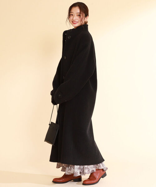 Ray BEAMS（レイビームス）の「Ray BEAMS / スタンドカラー ビッグ コート（その他アウター・レディース・ブラック/ブラウン・ONE SIZE）」の4枚目の写真