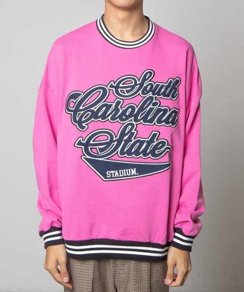 WEGO（ウィゴー）の「WEGO/ヘビーウエイト スタジアムロゴビッグシルエットプルオーバー（スウェット・メンズ・オートミール/杢グレー/ピンク・MEDIUM/LARGE）」の17枚目の写真