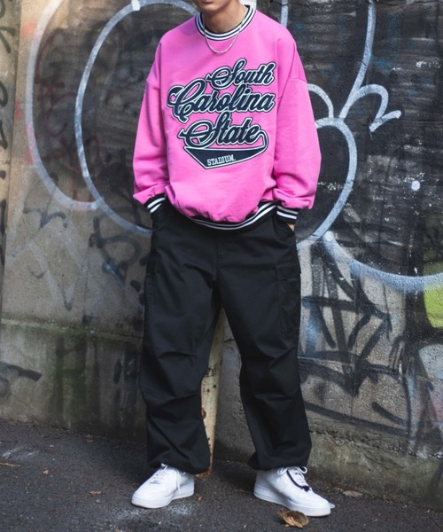 WEGO（ウィゴー）の「WEGO/ヘビーウエイト スタジアムロゴビッグシルエットプルオーバー（スウェット・メンズ・オートミール/杢グレー/ピンク・MEDIUM/LARGE）」の14枚目の写真