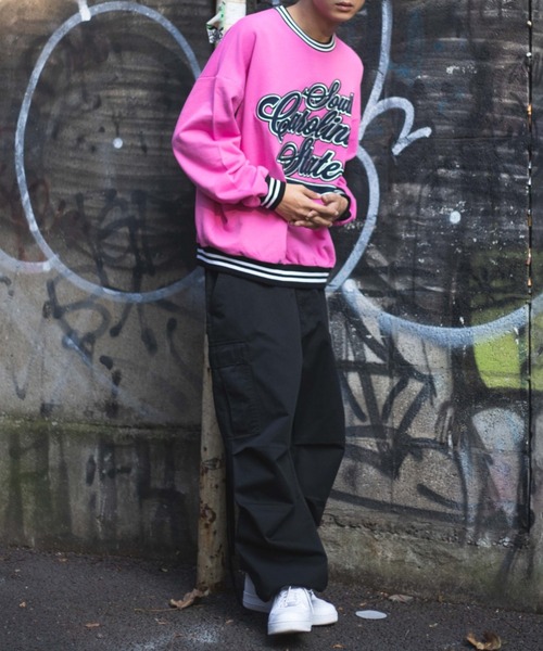 WEGO（ウィゴー）の「WEGO/ヘビーウエイト スタジアムロゴビッグシルエットプルオーバー（スウェット・メンズ・オートミール/杢グレー/ピンク・MEDIUM/LARGE）」の15枚目の写真